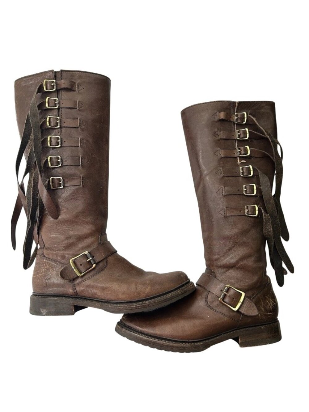 Frye Veronica Strap Tall Chocolate Knee High Boots Cowboy Riding Size 8B 78560